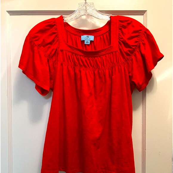 Orange Women’s Square Neck Flutter Sleeve Top - Picture 5 of 7